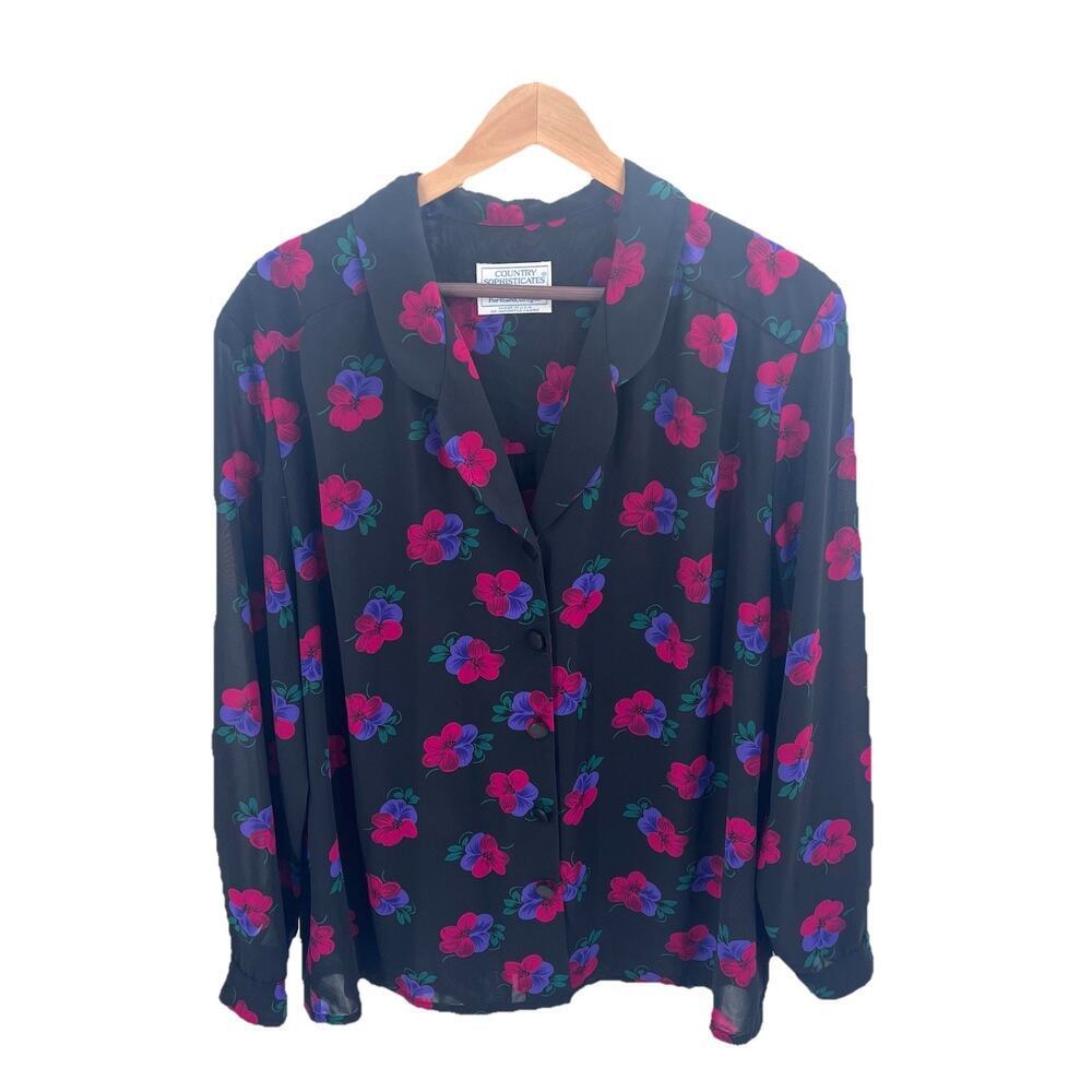 Vintage Country Sophisticates by Pendleton Floral Blouse Top Womens Size 16W